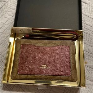 NWT Coach Burgundy & Brown Wristlet